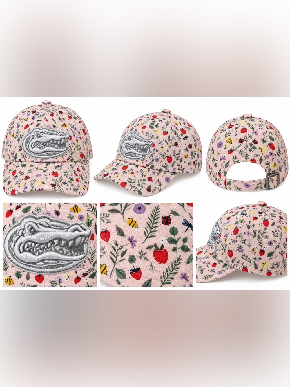 Fanatics Pink Floral Alligator Logo Baseball Cap